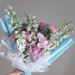 floristický voděodolný papír krep 50 cm - světlá modrá