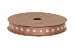 stuha 1 cm x 10 m - měděná - hvězdy