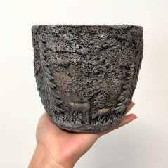betonový květináč s jelínky - větší
