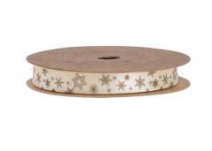 stuha vločky 1 cm x 10 m - krém/zlatá