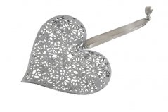 kovové srdce 10 cm - šedá