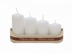 svíce adventní sada pyramida (4 ks) - bílá