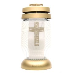 skleněná hřbitovní lampa kříž