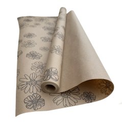 floristický přírodní papír 60 cm - sasanky/černá