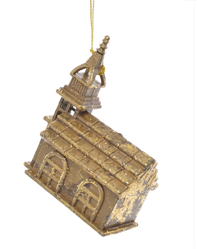 kostel na pověšení 10 cm - zlatá