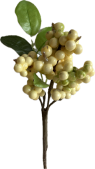 bobulky s lístky - krémovozelená