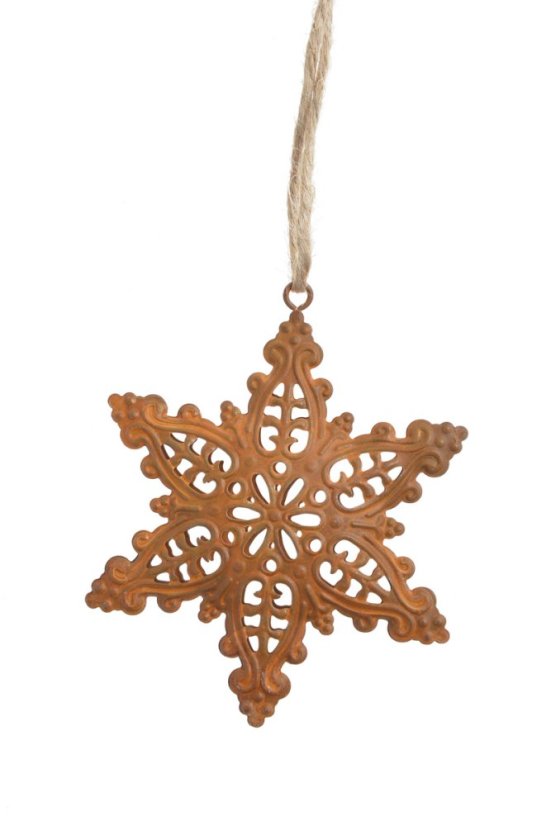 ozdoba k pověšení - kovová vločka - rusty 1 ks ozdoba k pověšení - kovová vločka - rusty 1 ks