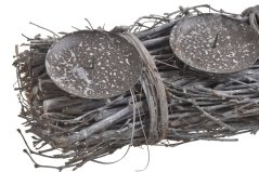 korpus z proutí na 4 svíce 60 cm - šedá