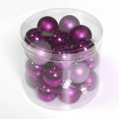 skleněné koule (24ks) 20 mm - švestková/lila lesk/mat