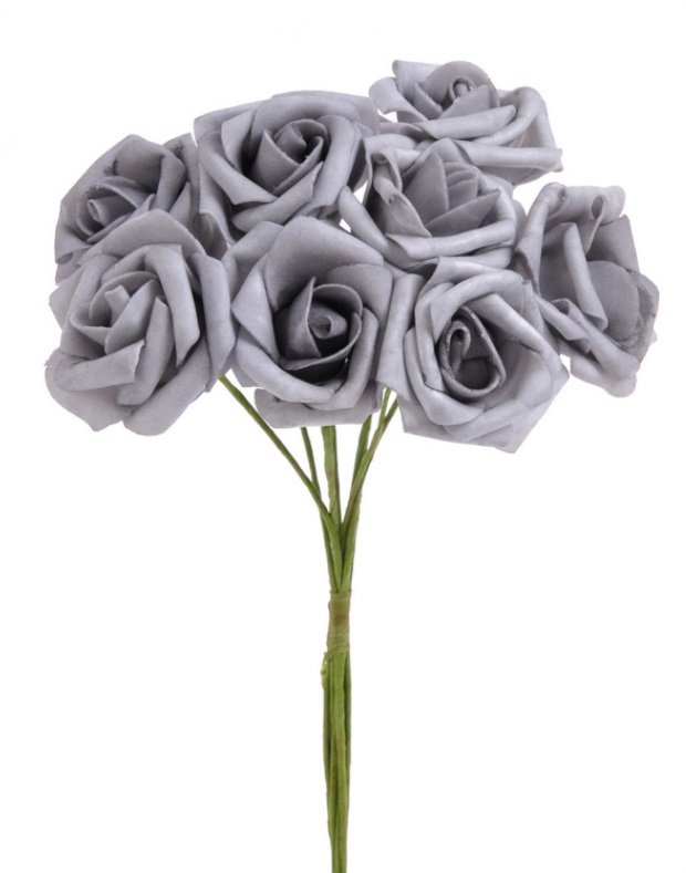 pěnové růže (8 ks) - šedá