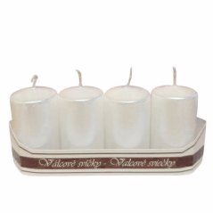 adventní svíce válec 40/70 mm (4 ks) - metal bílá