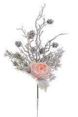 květ, šišky, jehličí zápich - růžová