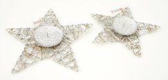 svícen hvězda 20 cm - stříbrná