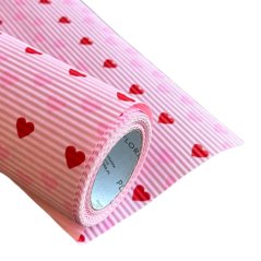 floristický voděodolný papír krep 50 cm -  růžová + srdce