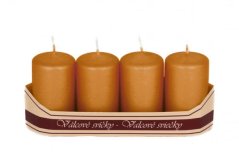 adventní svíce válec 40/70 mm (4 ks) - metal. měděná mat