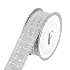 stuha 3,8 cm x 10 m - šedá + stříbrná