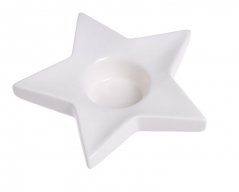 svícen hvězda na čajovou svíčku -  bílá 13 cm