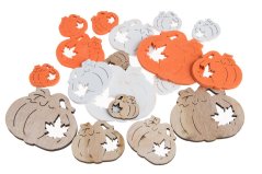 dřevěné výseky - dýně (18 ks) - přírodní/bílá/oranž