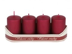 adventní svíce válec 40/70 mm (4 ks) - metal. vínová mat