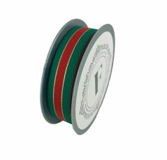stuha pruhy 2,5 cm (10 m) - zelená/červená/zlatá