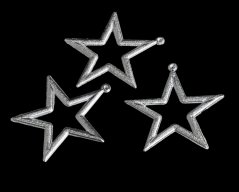 hvězdy na pověšení (12 ks) - stříbrná