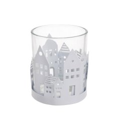 svícen město - sklo/kov