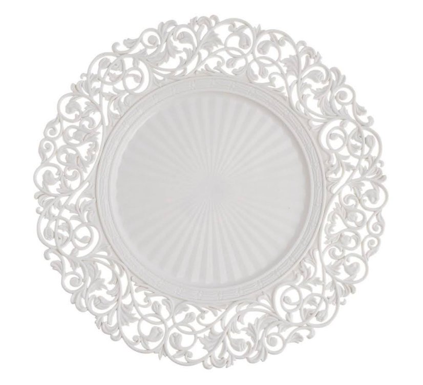 dekorační talíř ornament 33 cm - bílá
