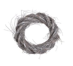 věnec z proutí a révy 25 cm - bělený - šedý