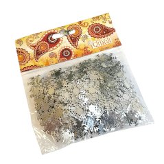 konfetti, vločky 2 cm - stříbrné