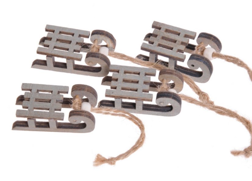 mini sáně 5 cm (4 ks) - šedá