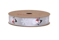 stuha 1,5 cm x 10 m sněhulák - stříbrná