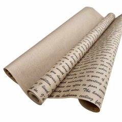 floristický přírodní papír 60 cm - řádky/černá