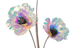 OPALIZZE anemon 3 kvety 72 cm – iridescentná transparentní