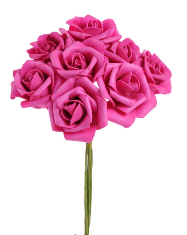 pěnové růže (8 ks) - fuchsiová