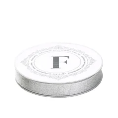 třpytivá látková stuha 1,5 cm x 10 m - stříbrná