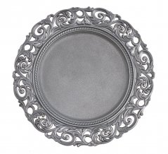 dekorační talíř ornament 33 cm - tmavší stříbrná