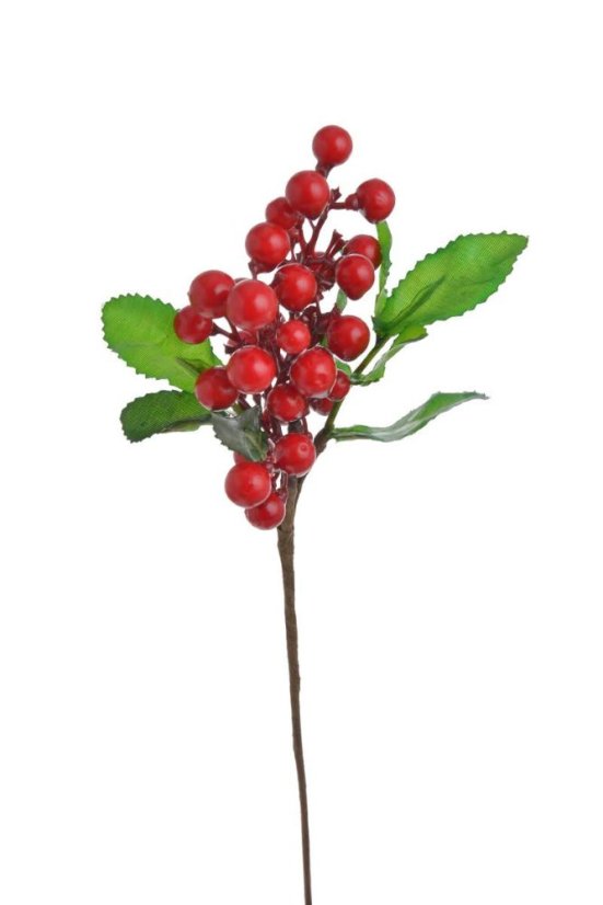 větvička s bobulemi (hloh) 25 cm - červená