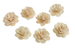 deco rose - růže z dýhy 4 cm (10 ks), bílá-krém