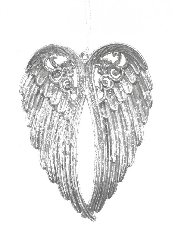 křídla na pověšení 15 cm - stříbrná/bílá