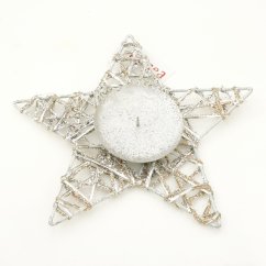 svícen hvězda 20 cm - stříbrná