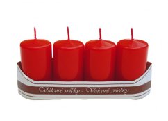 adventní svíce válec 40/70 mm (4 ks) - červená