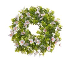 věnec s květy 33 cm - růžová