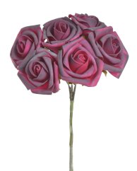 pěnové růže 6 cm (6 ks) - fuchsie vintage