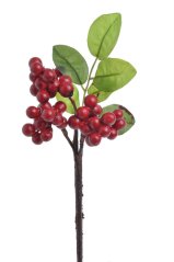 bobulky s lístky - červená