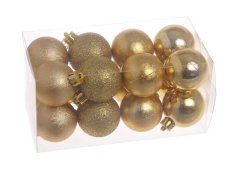 koule / baňky 4 cm (16 ks) - zlatá