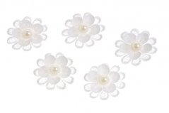 krajkové květy s perlou - bílá