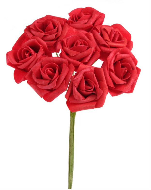 pěnové růže (8 ks) - červená