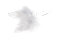 andělská křídla z peří glitter (1 ks) - bílá
