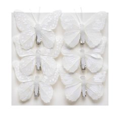 motýli 8 cm (6 ks)  - bílá
