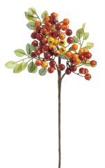 větvička s bobulkami - oranžová + červená